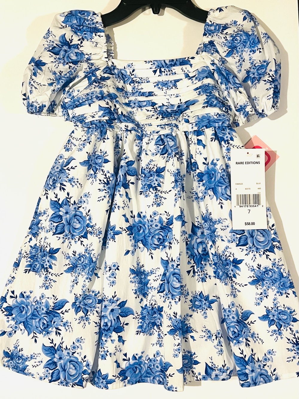 Rare Editions Blue Floral Print Dress Size 7 NWT RV 55